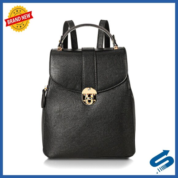 Structured Vegan Leather Backpack Purse Elegant Minimal Chic Daypack Anti-Theft